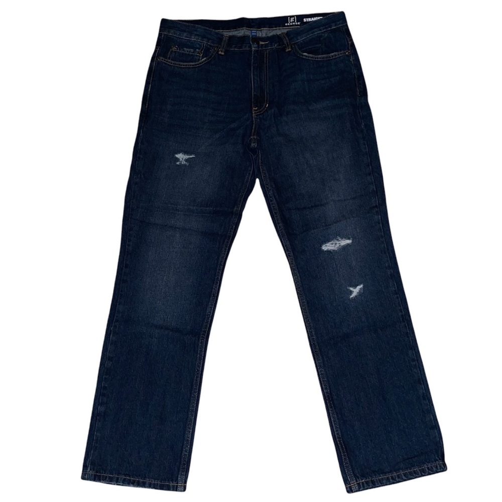 George Straight Jeans Mens size 34x30 dark wash distressed